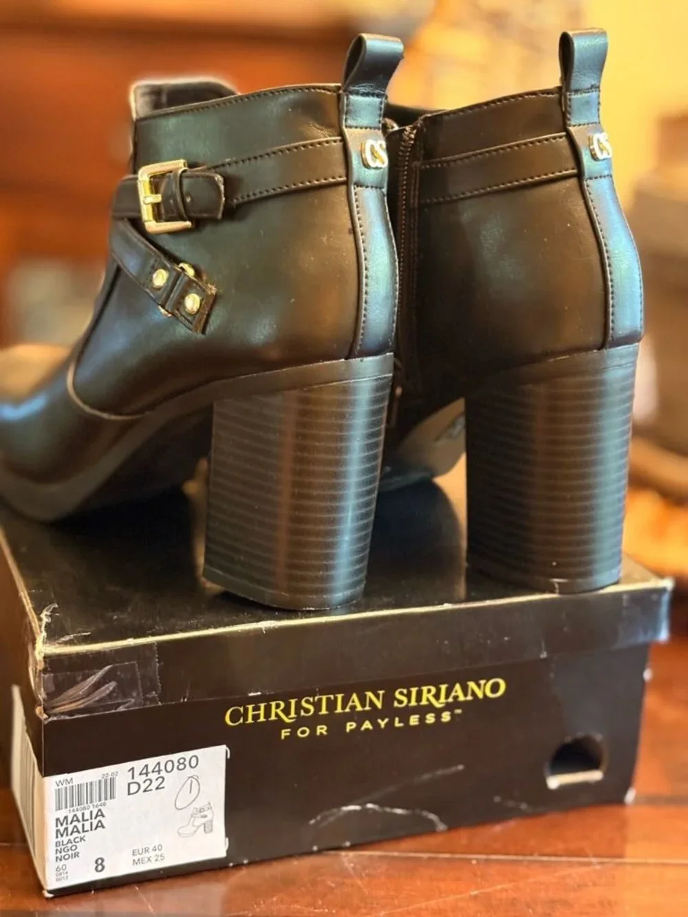 Christian Siriano for Payless Malia Black Heeled Ankle Booties Sz 8 Box